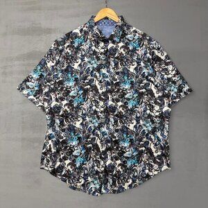 Robert Graham Men Deville Sport Shirt XLT Tall Short Sleeve Button Up‎ Floral